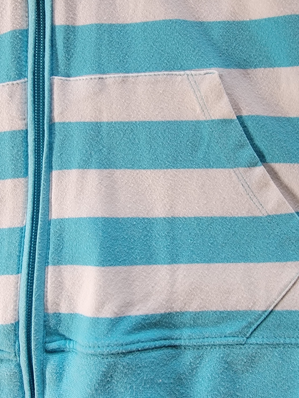 Tommy Hilfiger Turquoise & White Striped Short-Sleeve Zip Hoodie - Picture 2 of 4